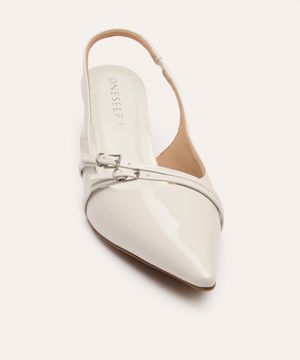 scarpin com fivelas salto fino baixo oneself off white