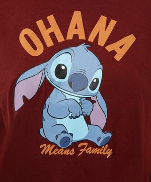 camiseta de algodão com amarração ohana stitch vinho