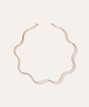 colar chocker orgânico dourado