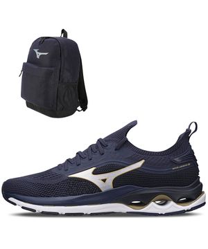 Kit 1 Tênis de Corrida Masculino Mizuno Wave Legend 3 e 1 Mochila Energy Azul