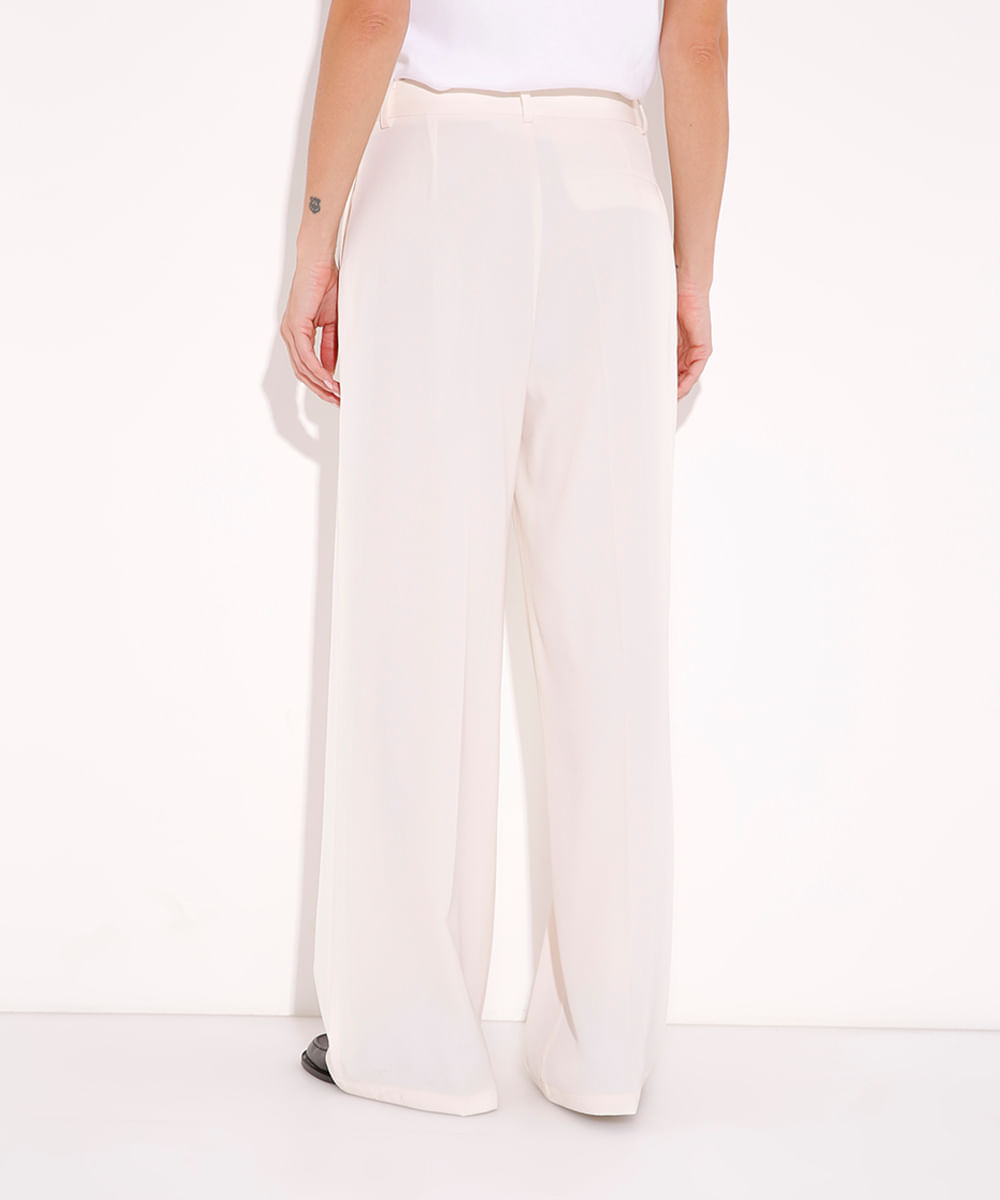 calça wide com pregas mindset off white