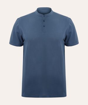 polo plus size de algodão piquet azul