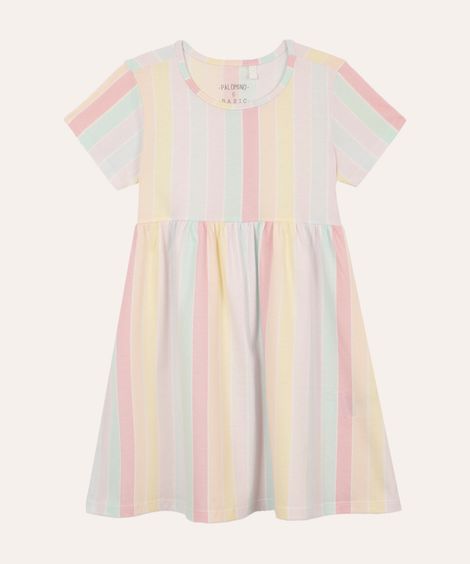 vestido infantil de algodão listrado colorido