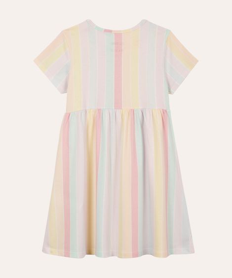 vestido infantil de algodão listrado colorido