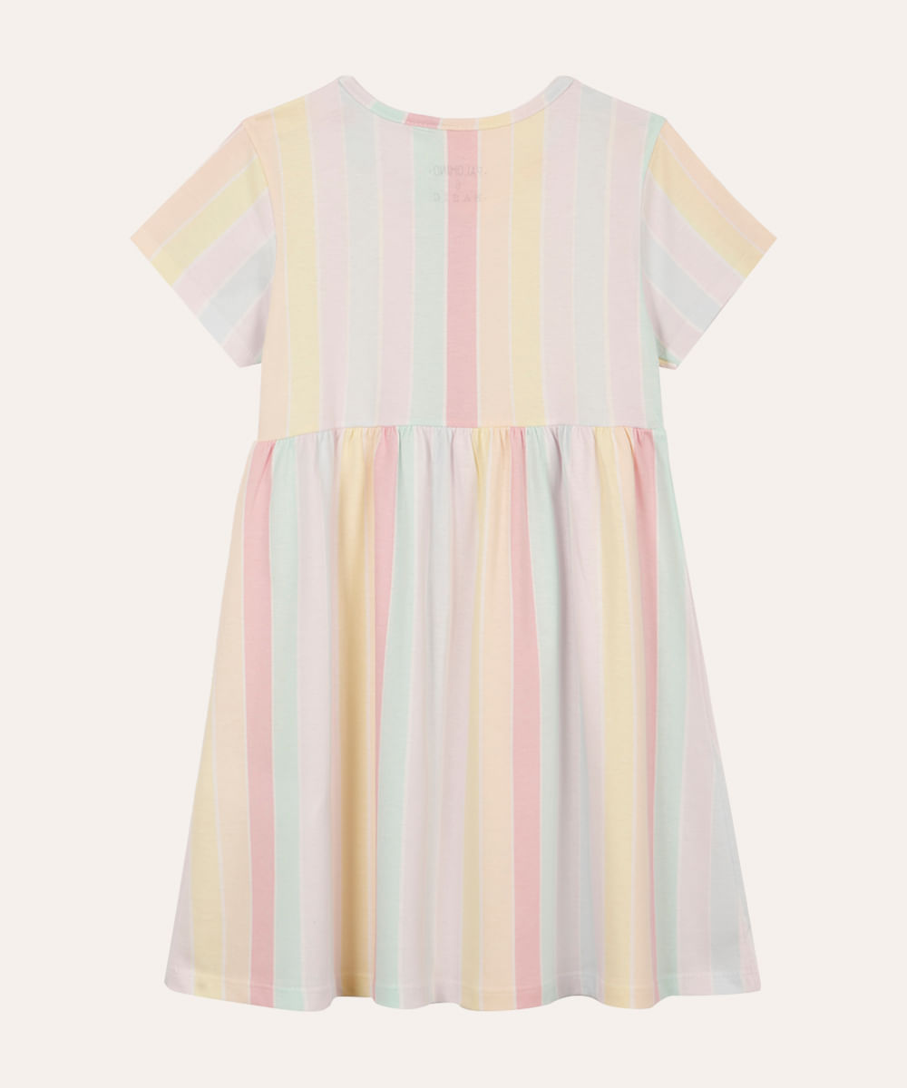 vestido infantil de algodão listrado colorido