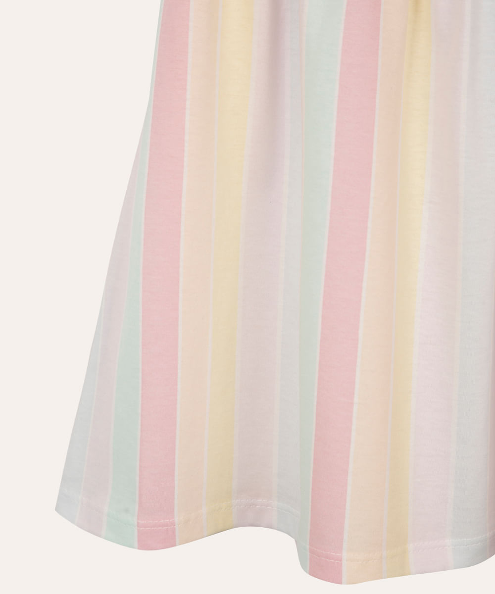 vestido infantil de algodão listrado colorido