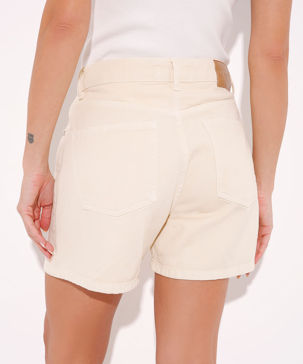 short mom de sarja com bolsos mindset amarelo
