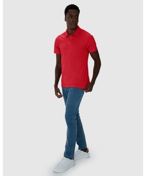 Camisa Básica Masculina Polo Gola Esporte Em Algodão Malwee Vermelho