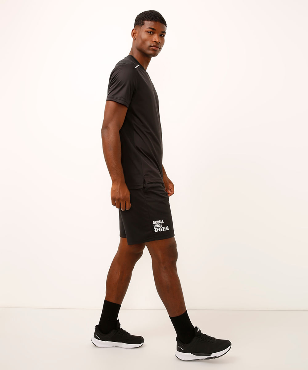 short texturizado dribble shoot esportivo preto