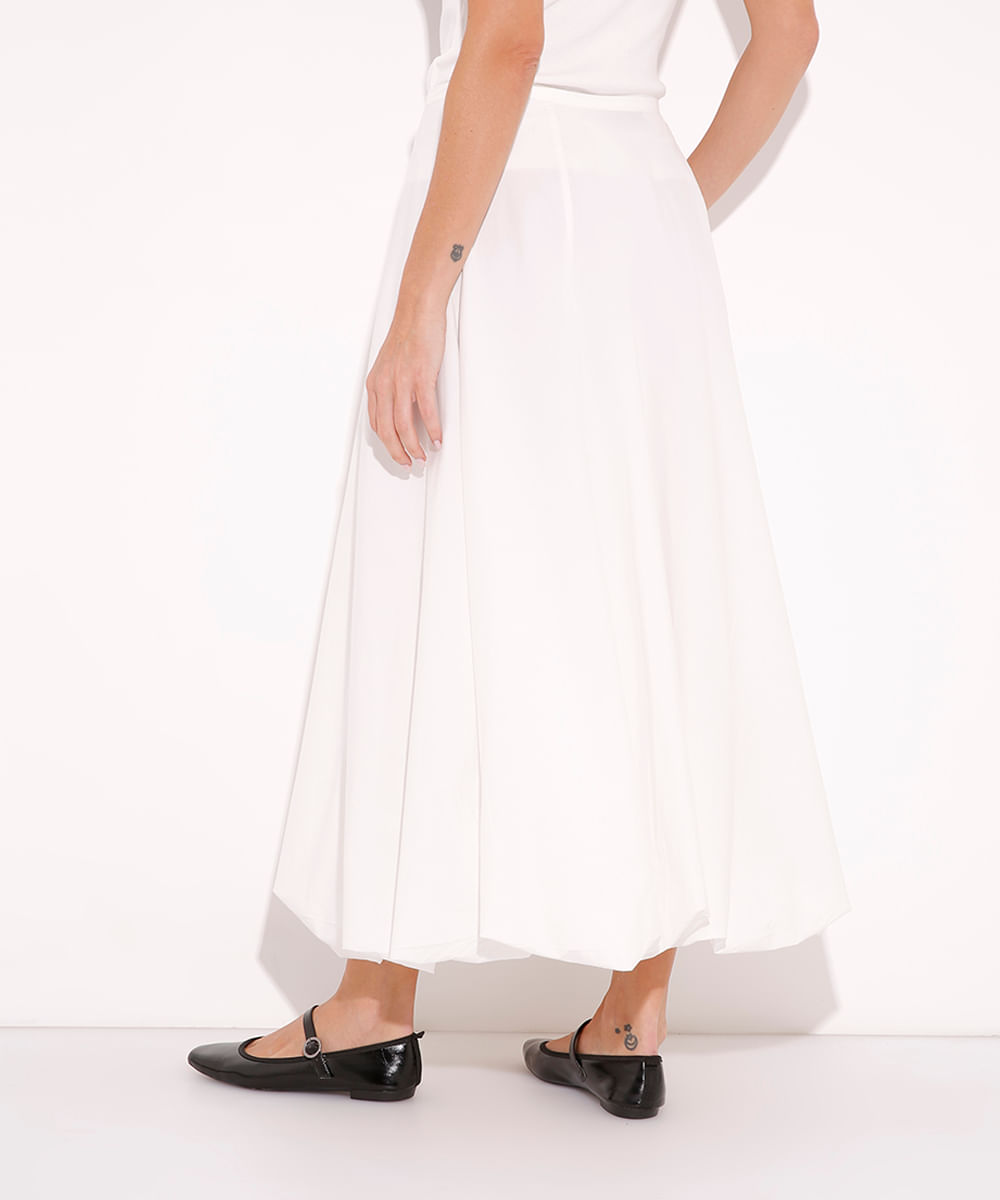 saia midi balonê de algodão mindset off white