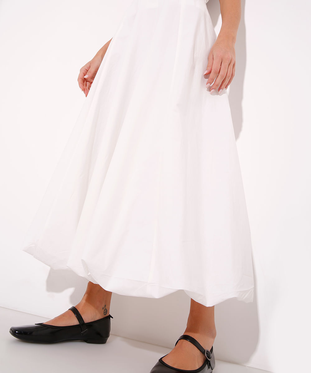 saia midi balonê de algodão mindset off white