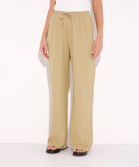 calça reta com linho mindset verde