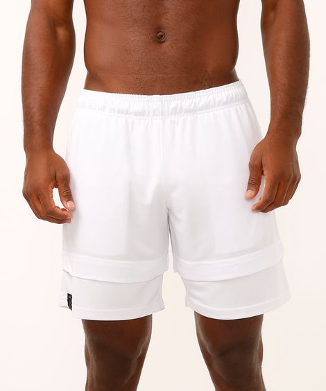 bermuda esportiva texturizada com barra dupla branca