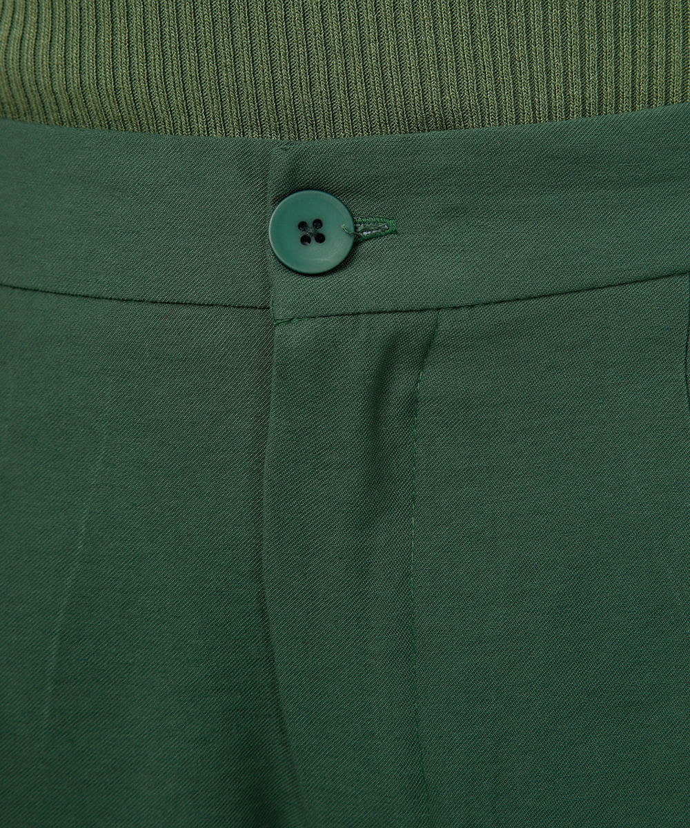 calça wide leg de viscose cintura alta verde
