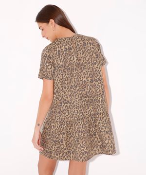 vestido curto animal print mindset colorido