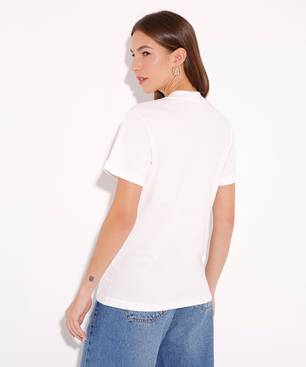 camiseta de algodão manga curta oranges mindset off white