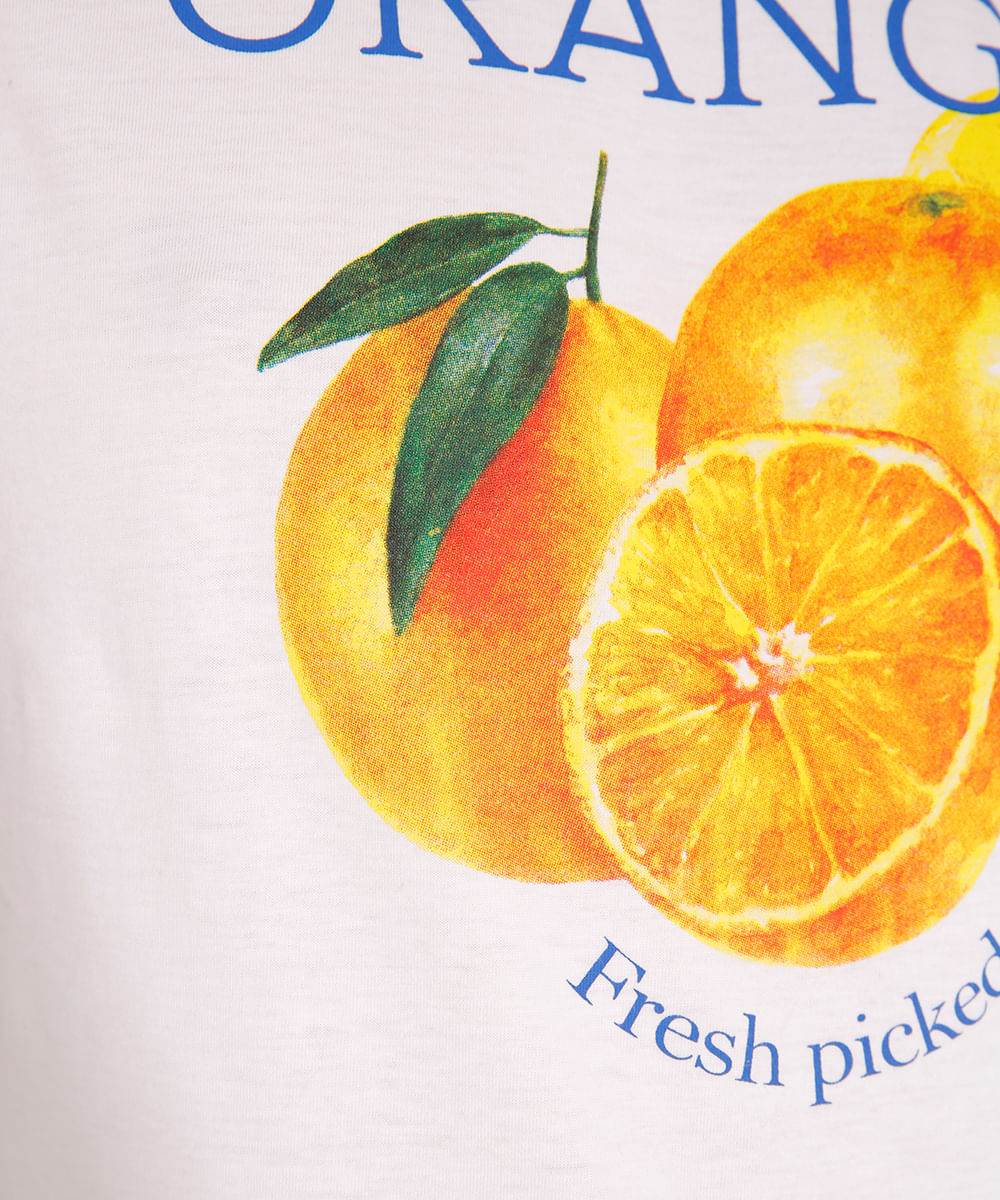 camiseta de algodão manga curta oranges mindset off white