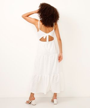 vestido longo texturizado marias off white