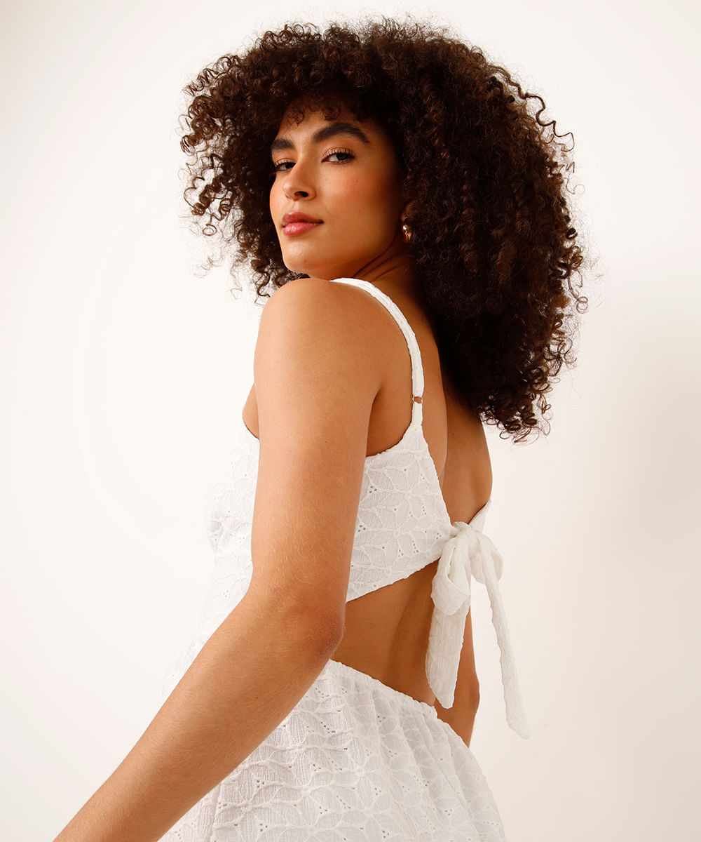 vestido longo texturizado marias off white