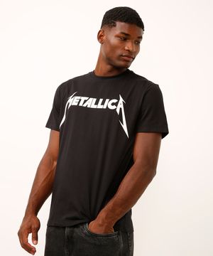 camiseta comfort de algodão metallica preta