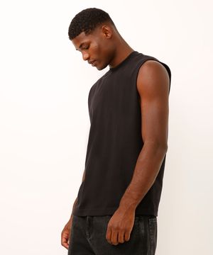 regata machão oversized de algodão preta