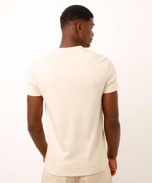 camiseta de algodão peruano slim fit bege