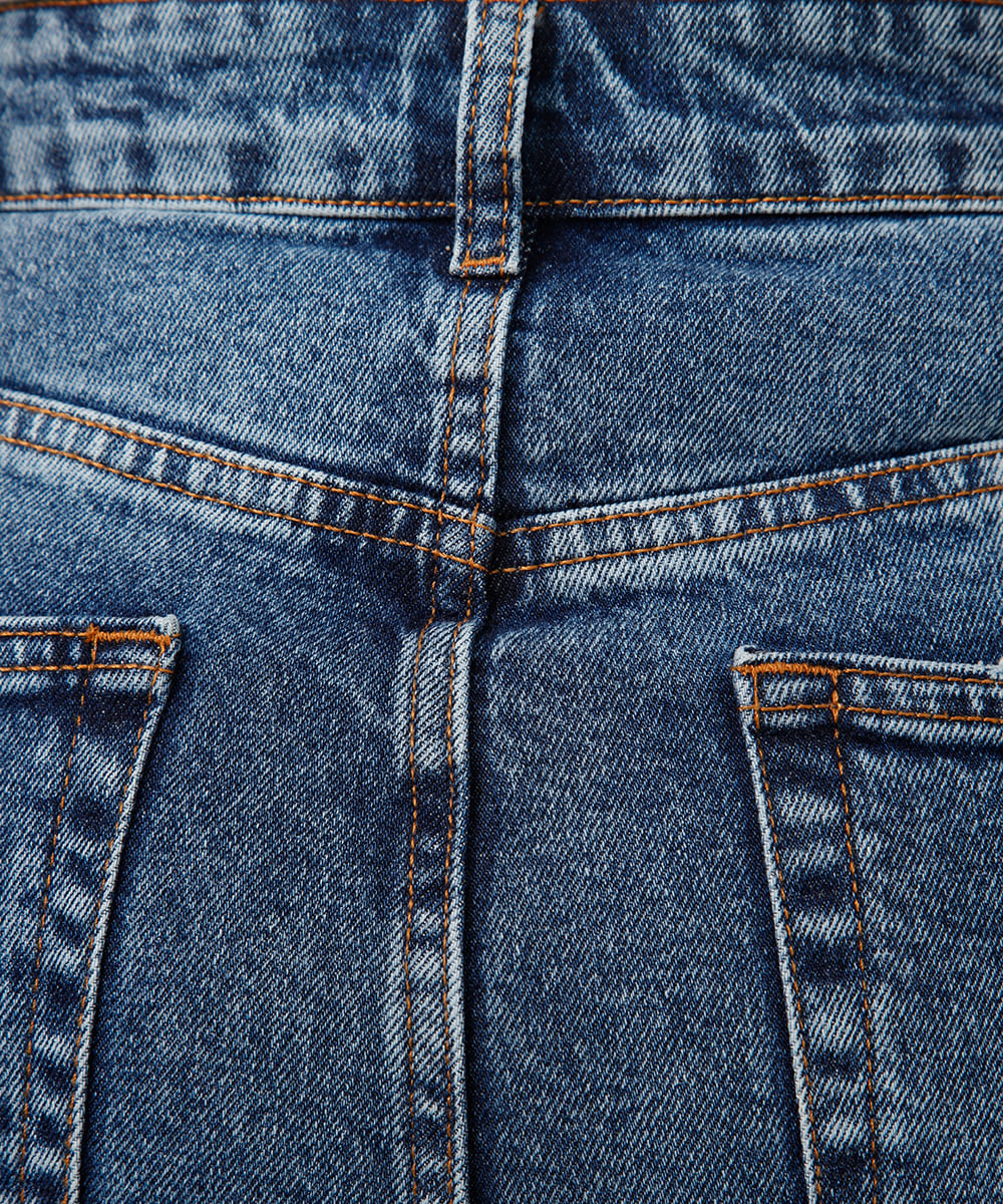 short mom jeans cintura alta azul