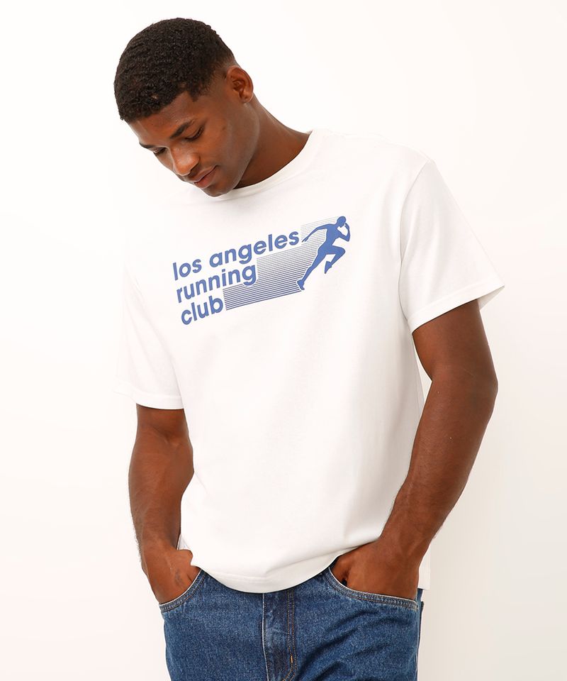 camiseta relaxed de algodão los angeles running club off white