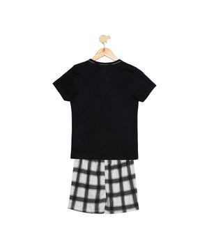 Pijama Short Doll Menina Em Algodão Estampa Game Luna Cuore Preto