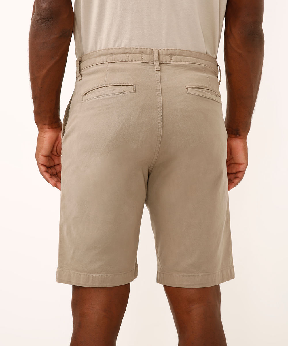 bermuda reta de sarja com bolsos chino verde