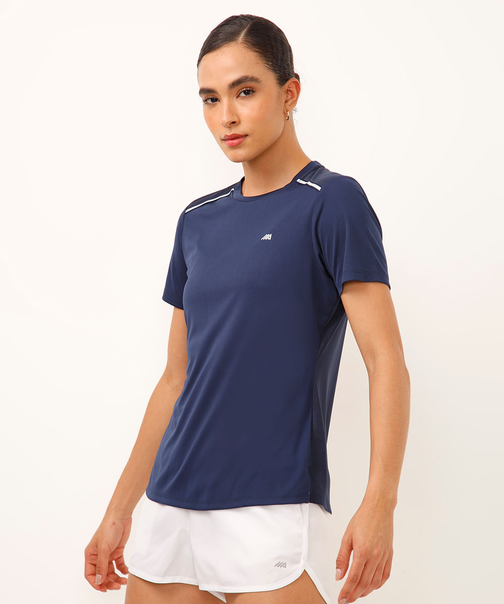blusa com reflexivo nos ombros esportiva azul