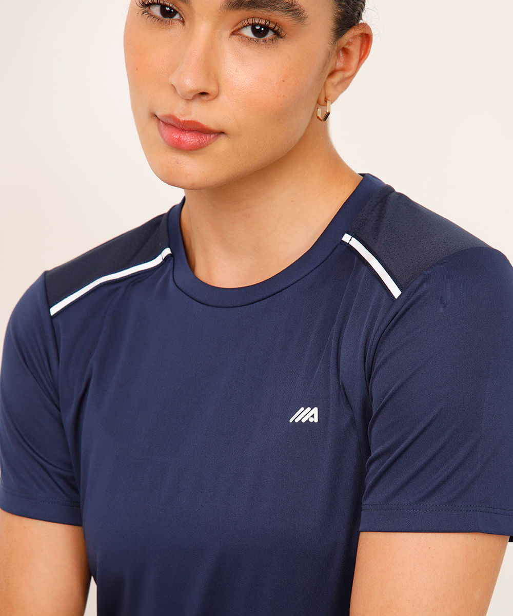 blusa com reflexivo nos ombros esportiva azul