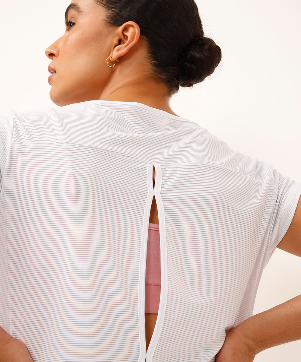 blusa canelada com recorte nas costas esportiva ace branca