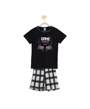 Pijama Menino Em Algodão Estampa Game Luna Cuore Preto