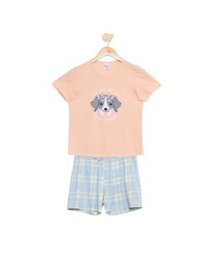 Pijama Short Doll Menina Coleção Família Candy Luna Cuore Salmão