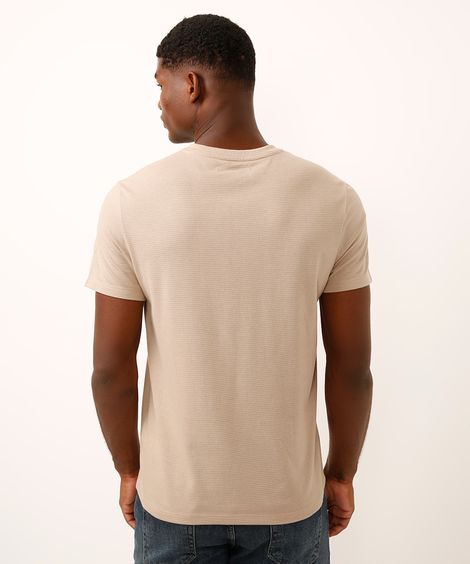 camiseta comfort de algodão texturizada bege