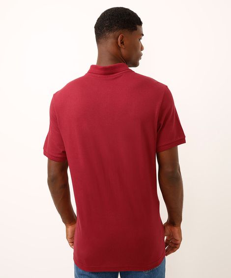 polo básica tradicional piquet com bolso vinho