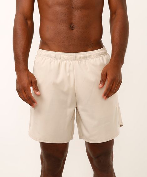 short com recortes esportivo bege