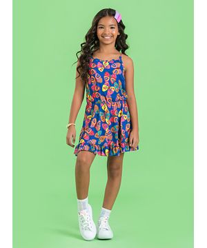 Vestido Infantil Royal de Alcinha com Faixa de Amarração Jardim de Borboletas Molekada