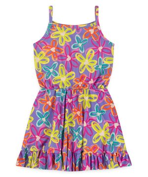 Vestido Infantil Tulipa De Alcinha e Babado Floral Molekada Roxo