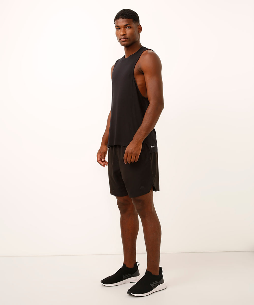 bermuda bolso com zíper esportivo preto