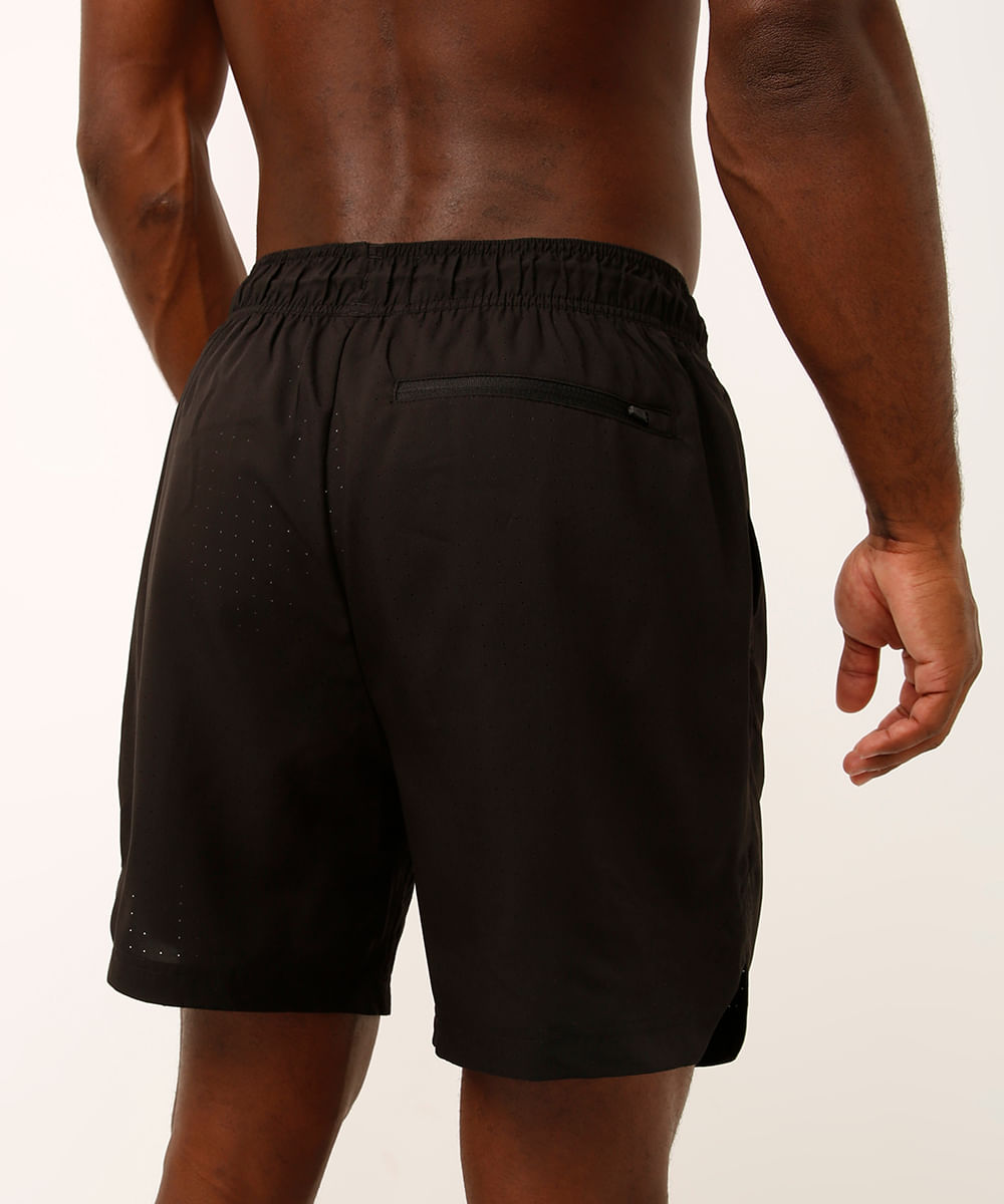 bermuda bolso com zíper esportivo preto