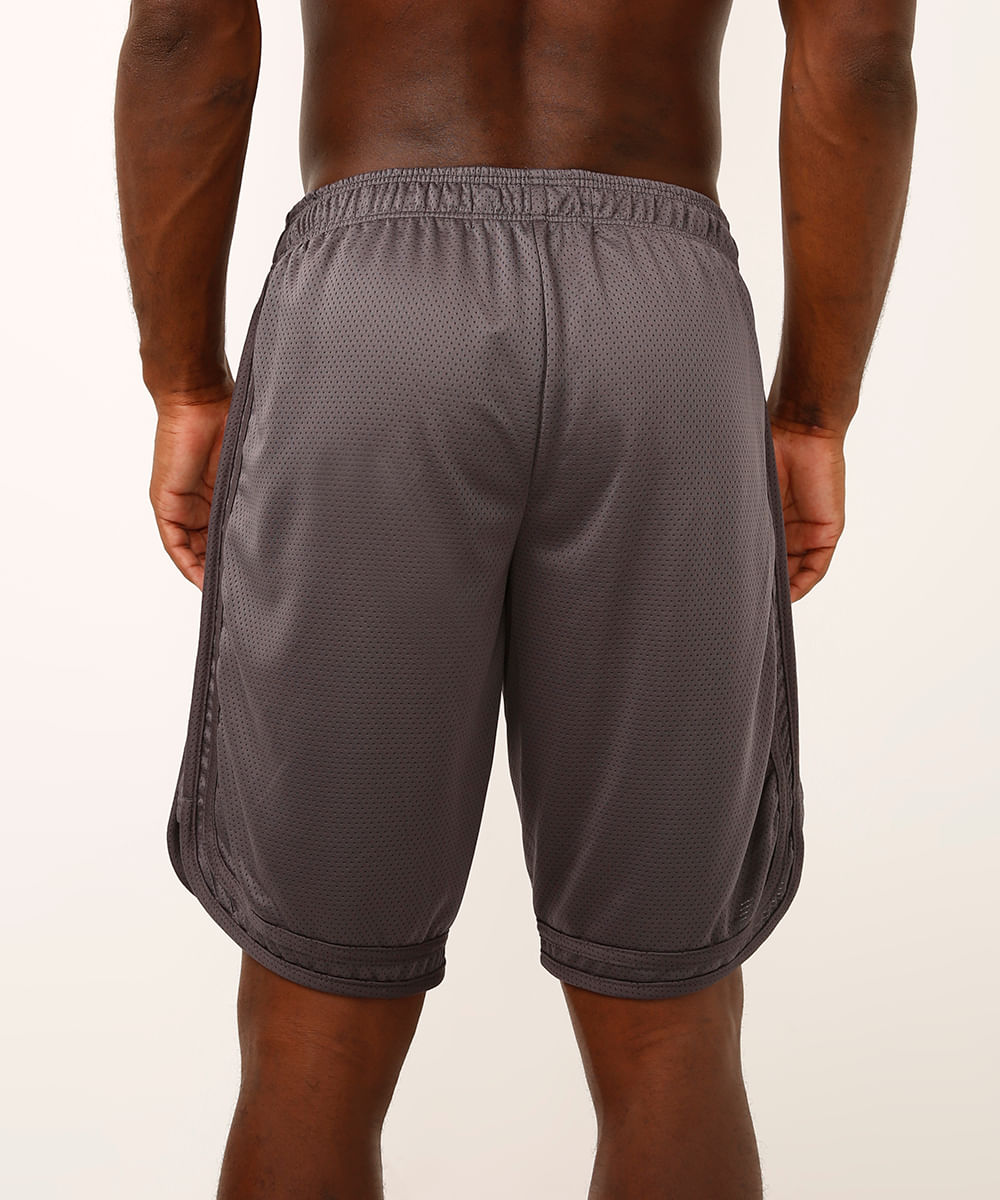 bermuda esportiva masculina com nervuras cinza