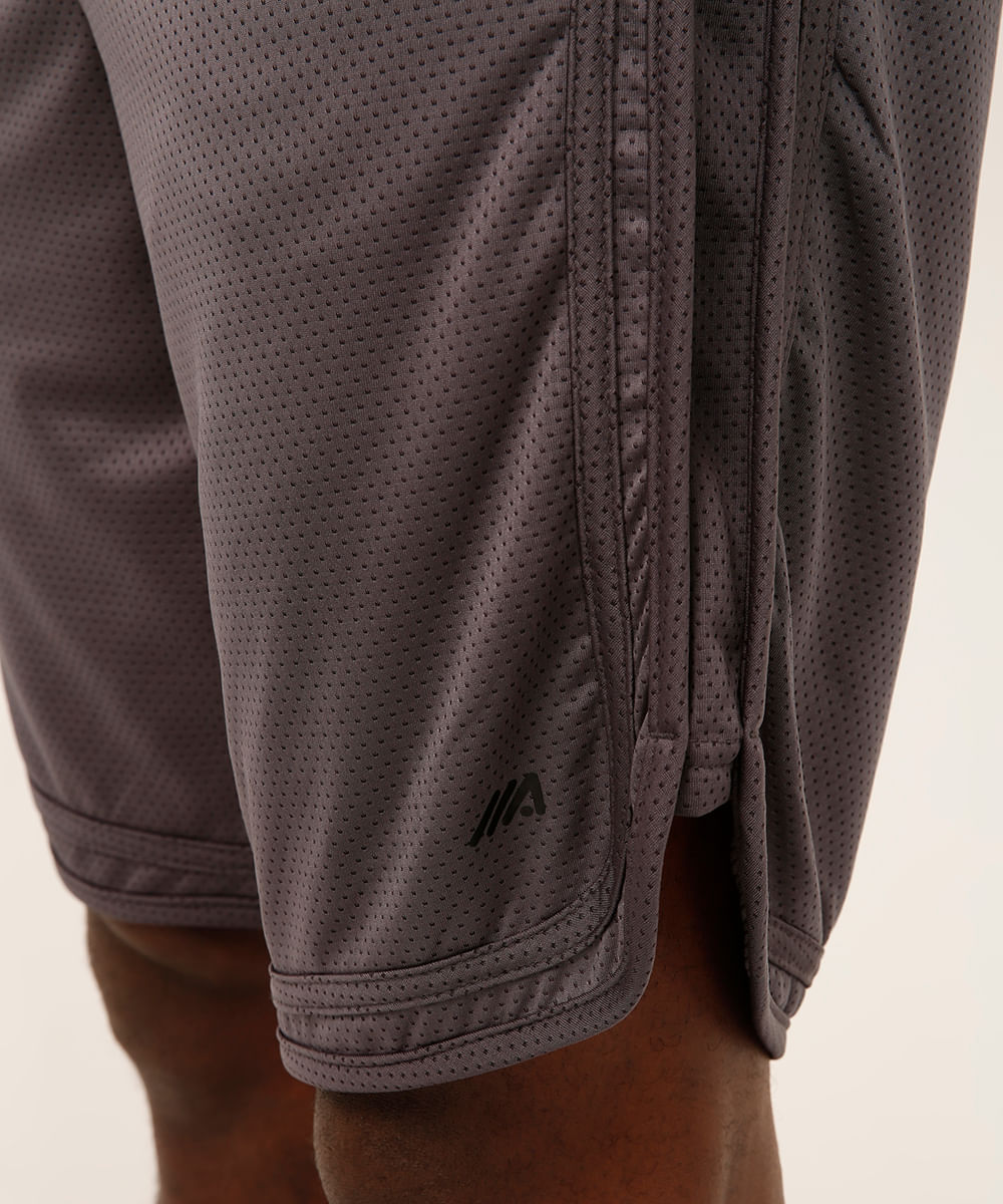 bermuda esportiva masculina com nervuras cinza