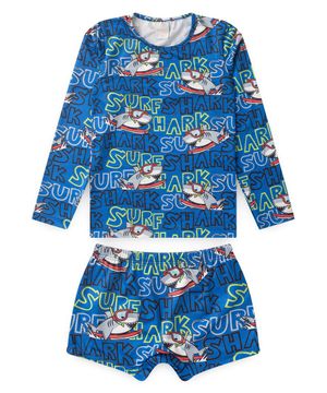 Conjunto Praia Infantil Menino Royal Manga Longa Proteção UV 50 Surf Molekada