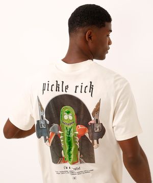 camiseta relaxed de algodão rick and morty bege