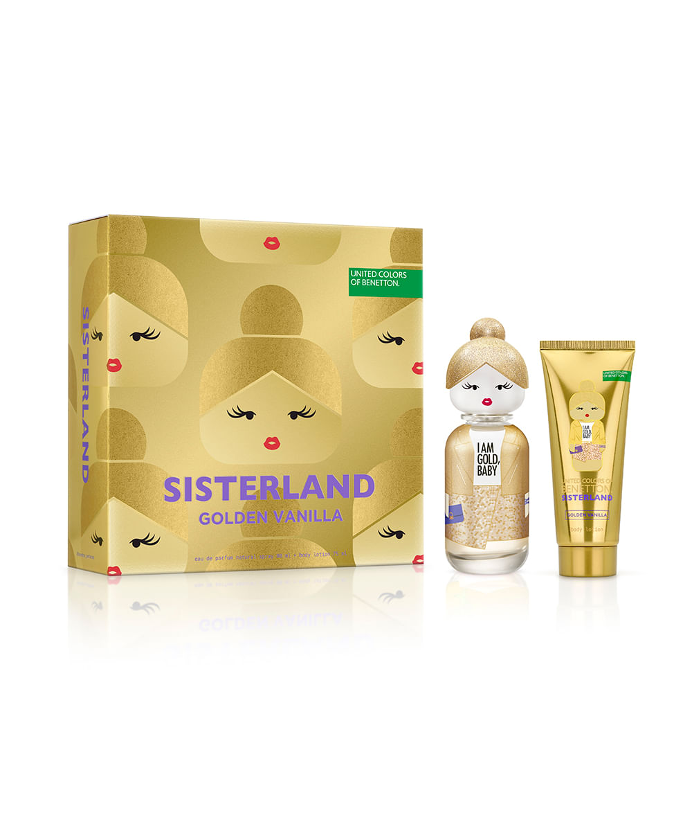 kit benetton united colors sisterland yellow peony creme corporal 75ml e eau de toilette 80ml