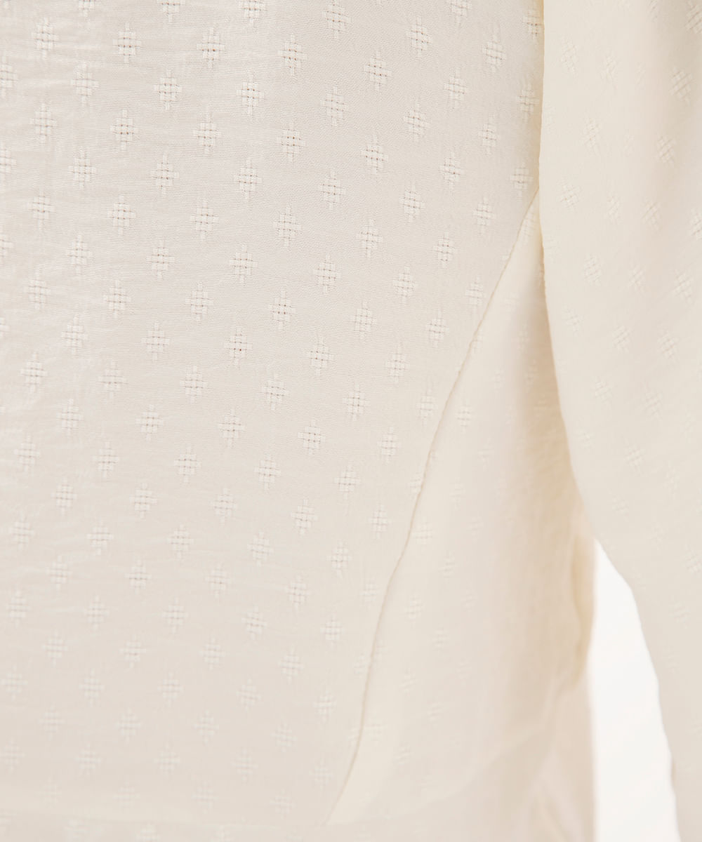 cropped texturizado decote v manga bufante off white