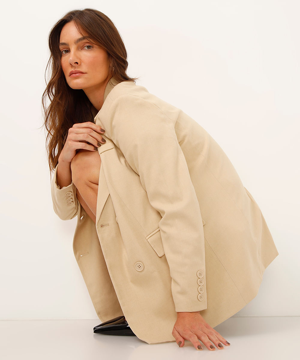 blazer de alfaiataria oversized bege