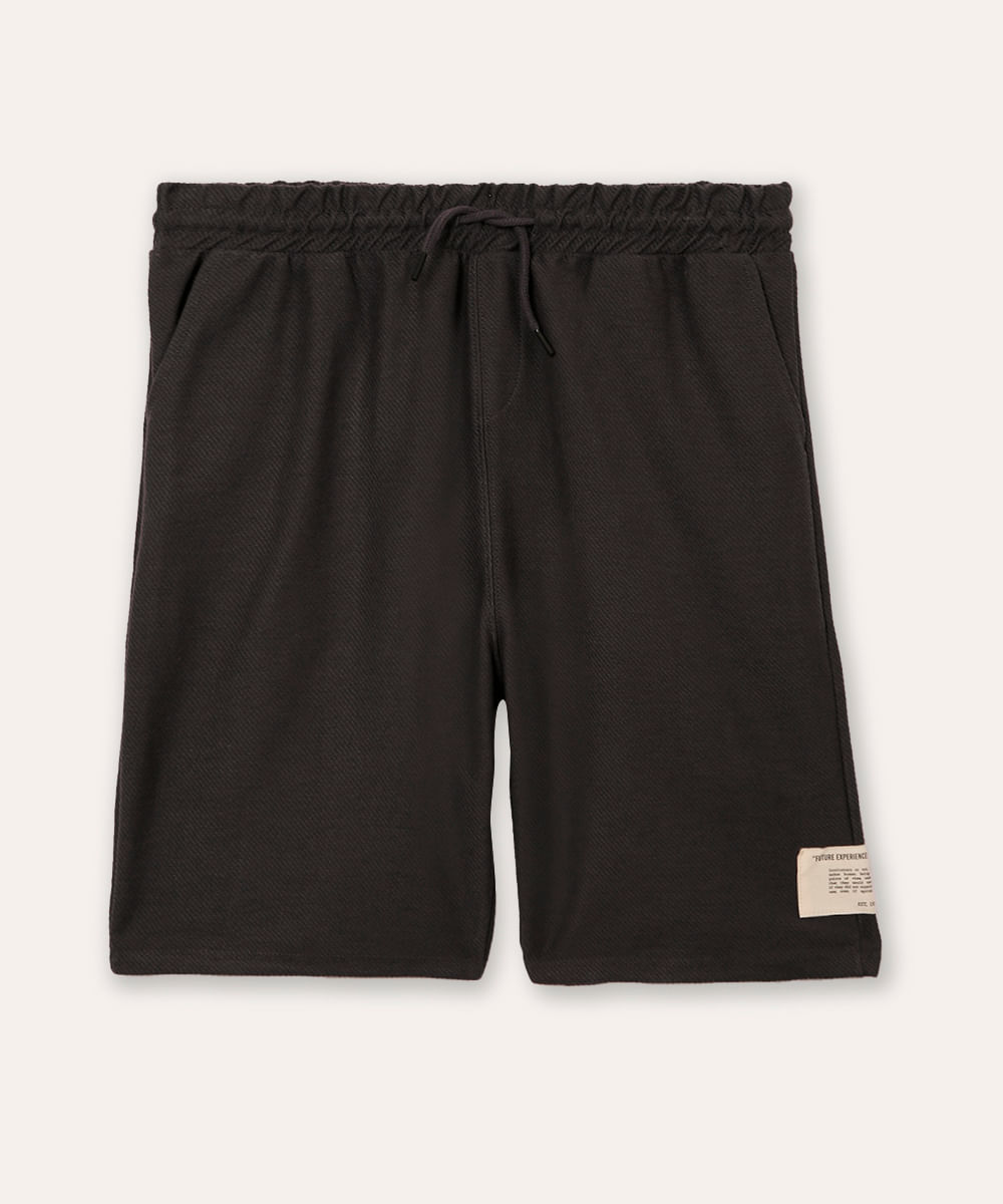 bermuda juvenil texturizada com bolsos cinza